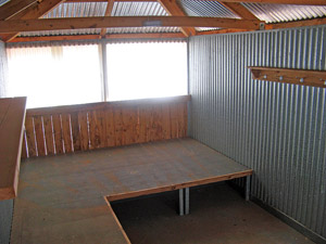 Inside of hut showing sleeping platform