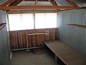 Inside of hut showing sleeping platform