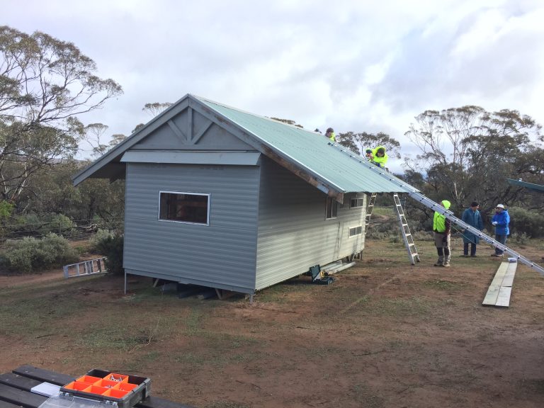 The new hut under construction