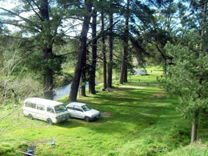 Riverside camping at the caravan park