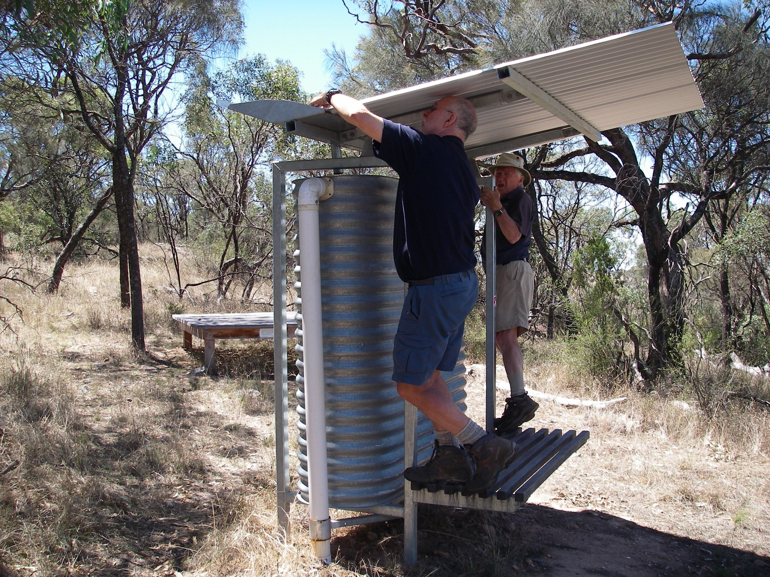 Tank at Smiths Hill campsite being inspected